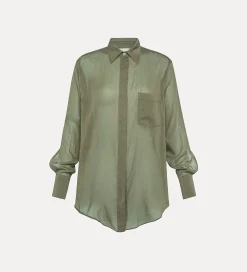 forte_forte essential oversized shirt in cotton–and–silk voile olive^ Shirts