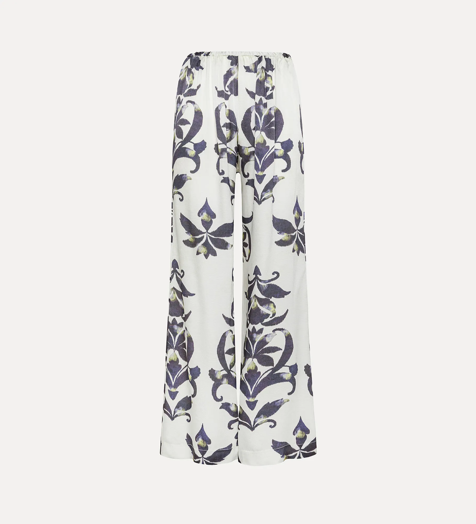 forte_forte flared satin trousers with “the secret lily” pattern orchidea^ Pants