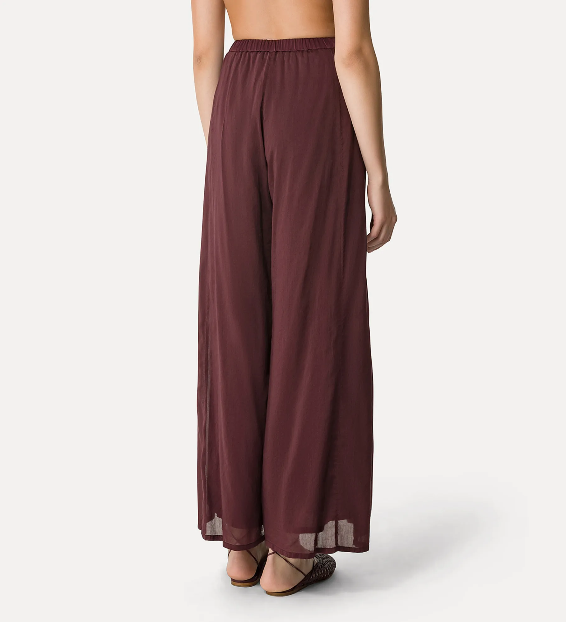 forte_forte flared trousers in cotton–and–silk voile black orchid^ Pants