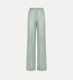 forte_forte flared trousers in lurex–shot jacquard acqua^ Pants
