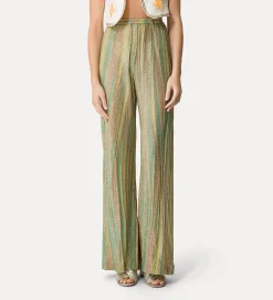 forte_forte flared trousers in lurex–shot jacquard clorofilla^ Pants