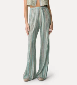 forte_forte flared trousers in lurex–shot jacquard acqua^ Pants