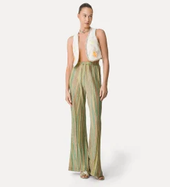 forte_forte flared trousers in lurex–shot jacquard clorofilla^ Pants