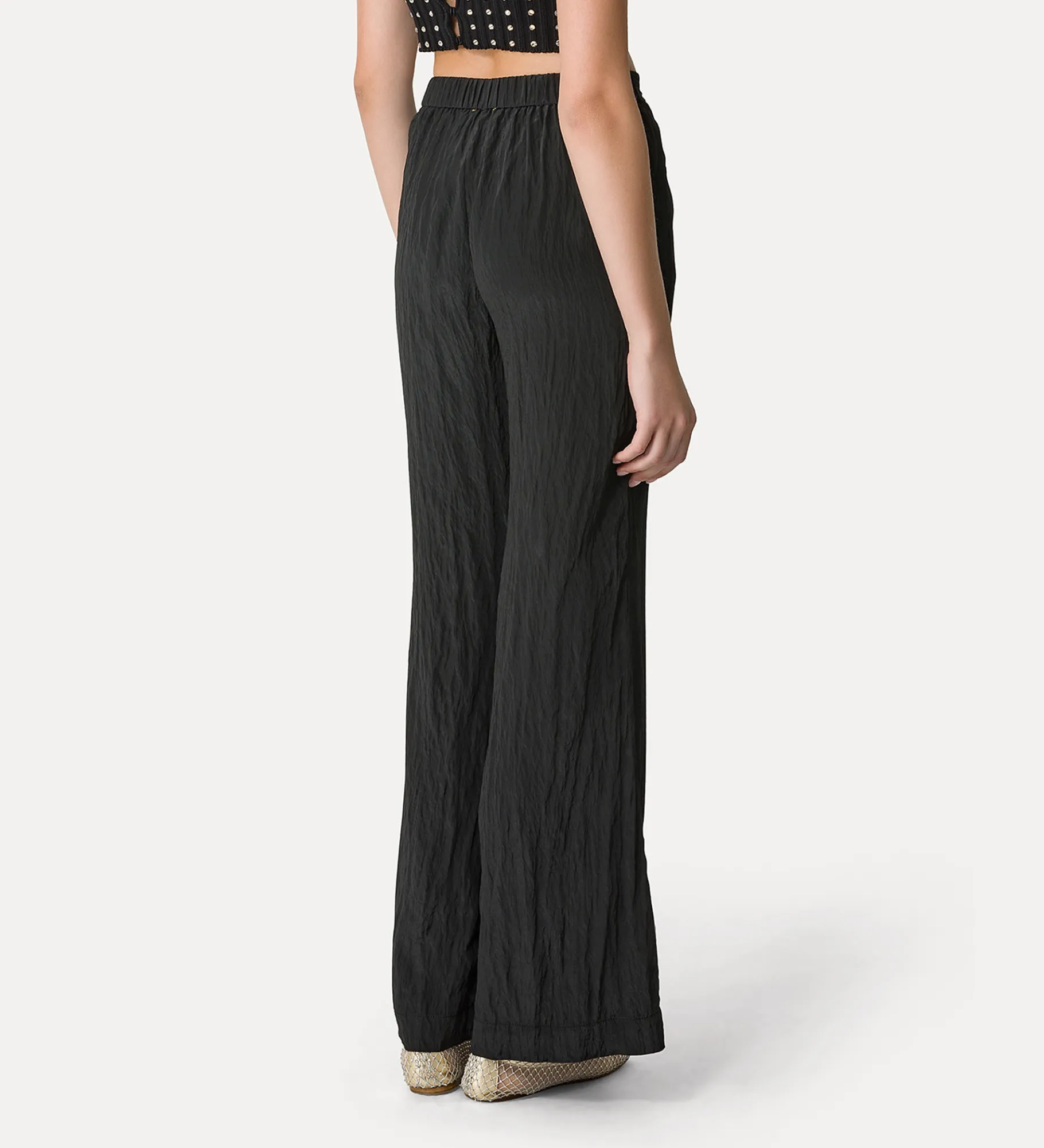 forte_forte flared trousers in satin noir^ Pants