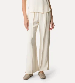 forte_forte flared trousers in slub viscose orchidea^ Pants