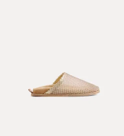 forte_forte flat mesh mule with diamanté detailing nude^ Shoes