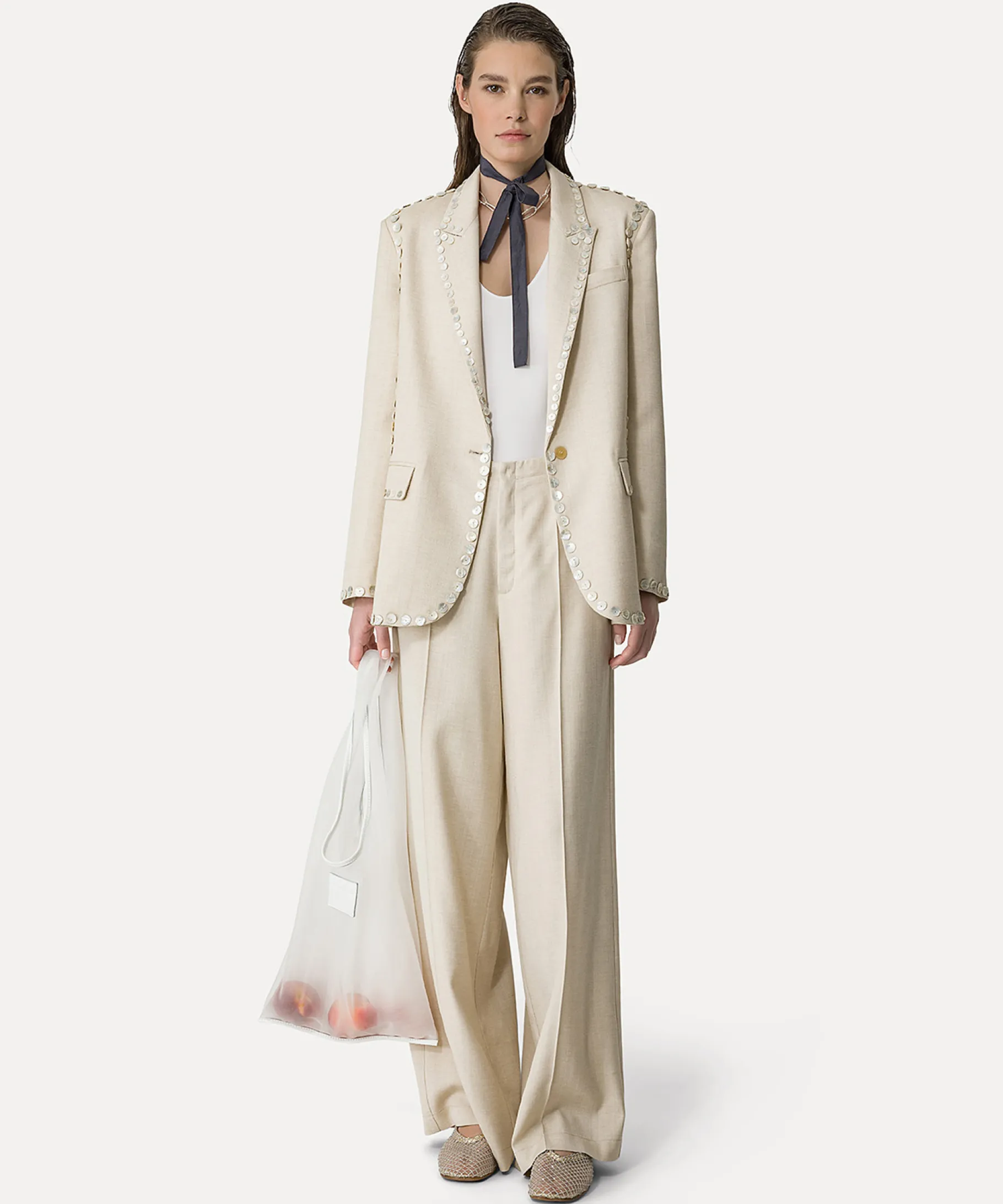 forte_forte flat–front trousers dune^ Pants