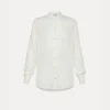 forte_forte granddad–collar pared–back shirt in voile bianco^ Shirts