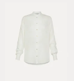 forte_forte granddad–collar pared–back shirt in voile bianco^ Shirts