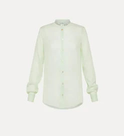 forte_forte granddad–collar shirt in voile mint^ Shirts