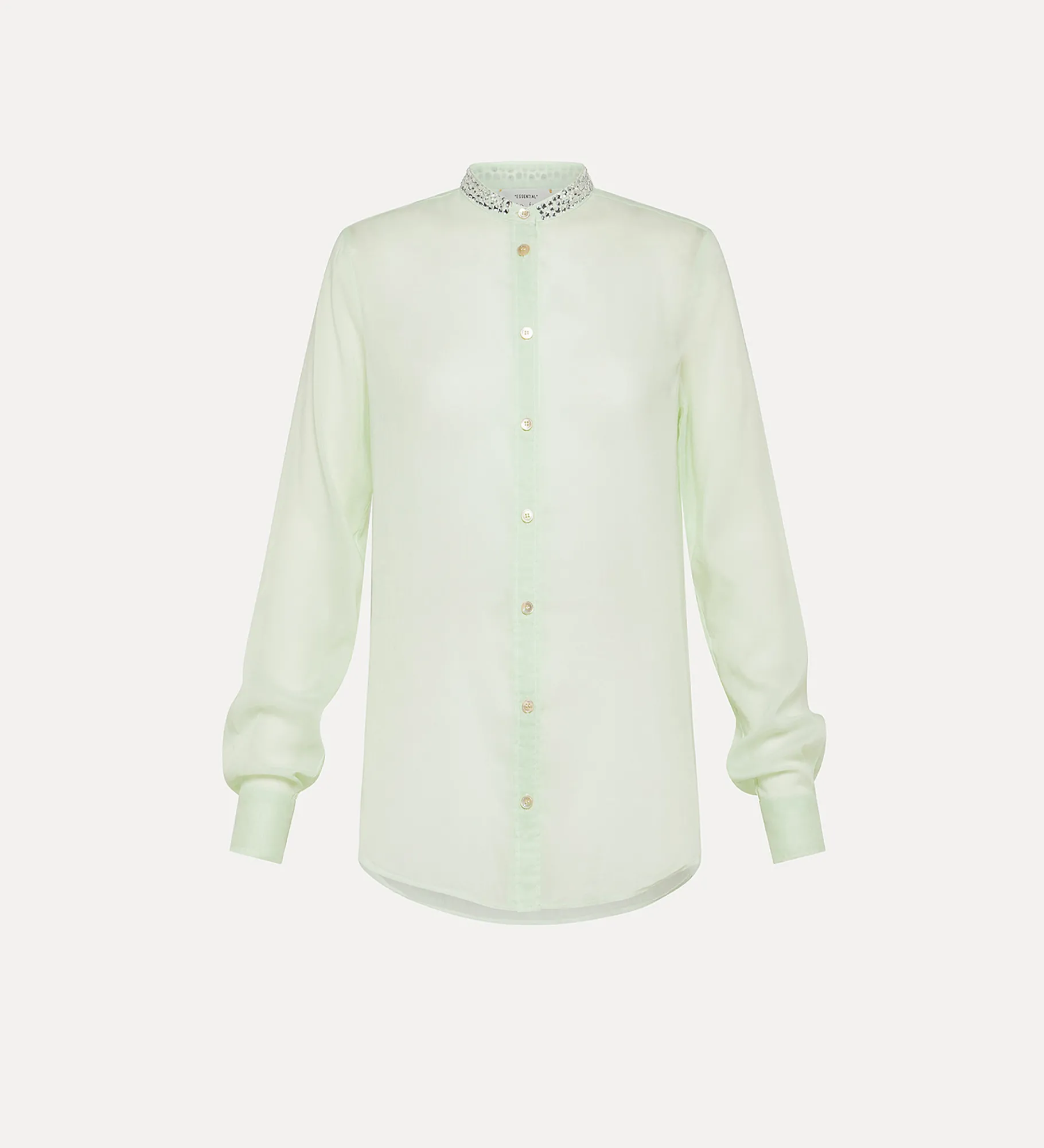 forte_forte granddad–collar shirt in voile mint^ Shirts