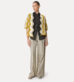 forte_forte half–sleeve voile shirt with “oniric blossom” embroidery pattern nero^ Shirts