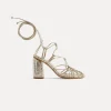 forte_forte high–heeled sandals in crackled calfskin platino^ Shoes