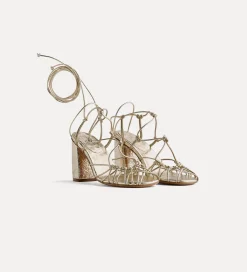 forte_forte high–heeled sandals in crackled calfskin platino^ Shoes