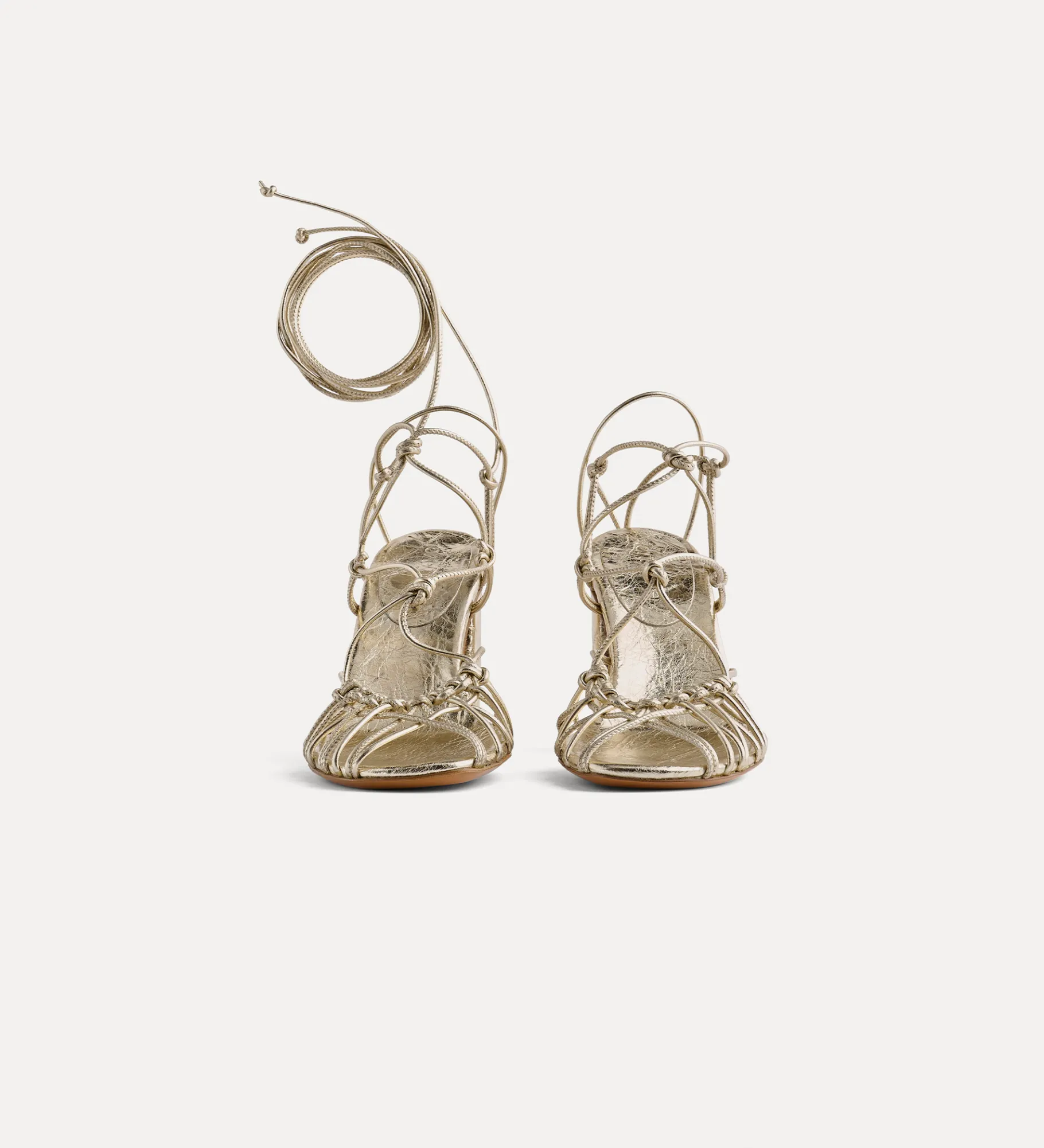 forte_forte high–heeled sandals in crackled calfskin platino^ Shoes