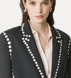 forte_forte jacket in black viscose and wool abisso^ Jackets