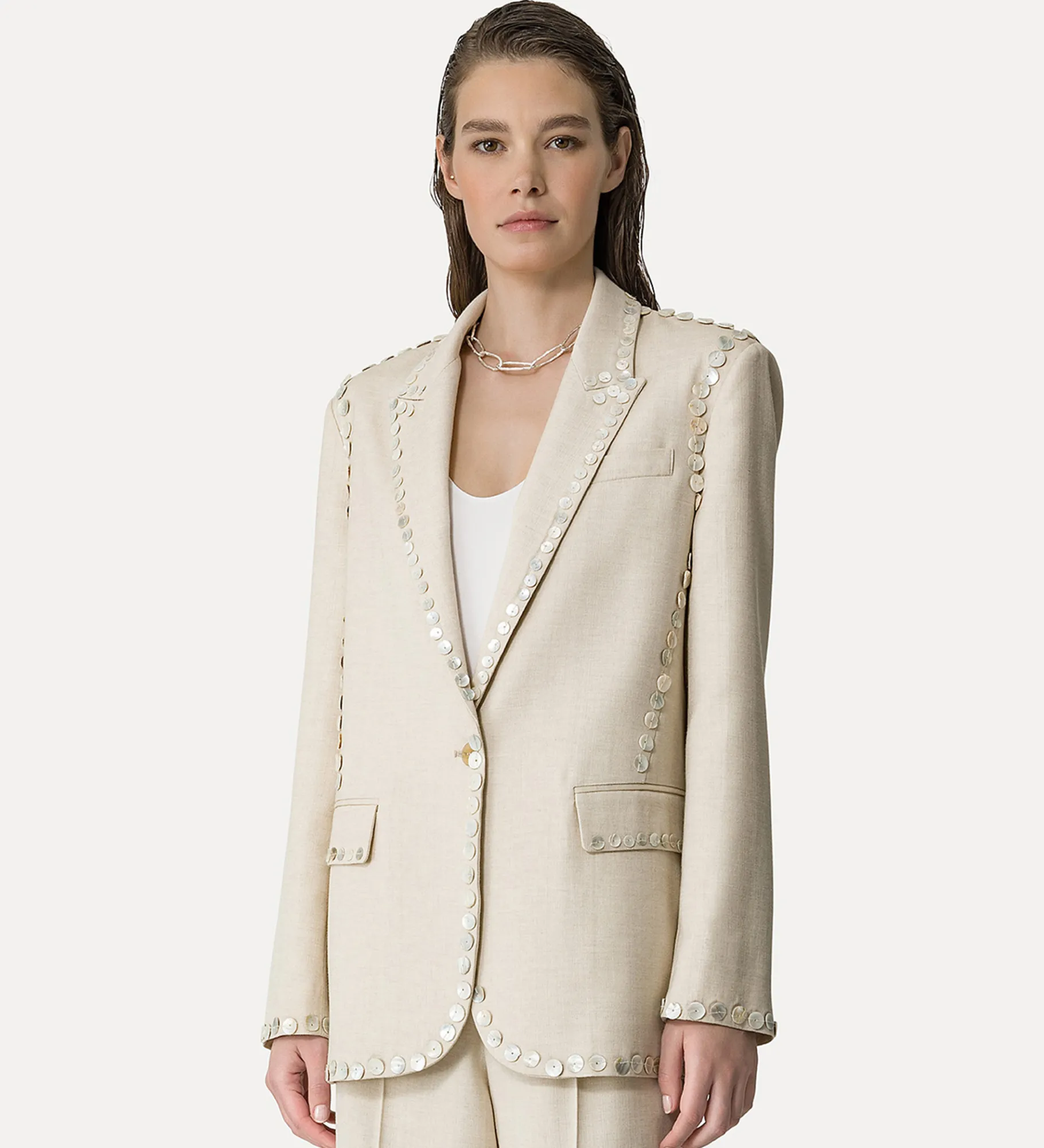 forte_forte jacket in sandy–hued viscose and wool dune^ Jackets