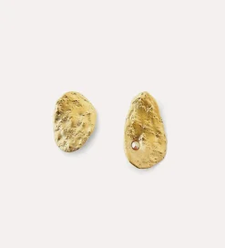 forte_forte 18k–gold–plated asymmetrical sculptural earrings oro^ Jewels
