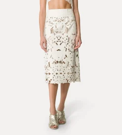 forte_forte leather skirt jacket with “poetic orchid” embroidery work orchidea^ Skirts