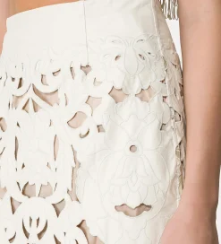 forte_forte leather skirt jacket with “poetic orchid” embroidery work orchidea^ Skirts
