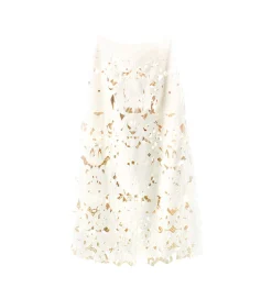 forte_forte leather skirt jacket with “poetic orchid” embroidery work orchidea^ Skirts