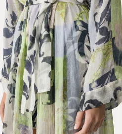 forte_forte linen and silk robe with “the secret garden” print design luce^ Coats