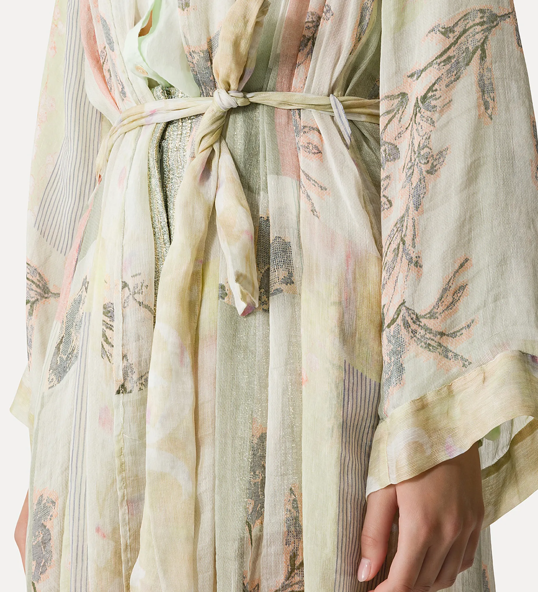 forte_forte linen and silk robe with “the secret garden” print design pesco^ Coats