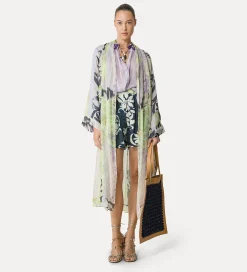 forte_forte linen and silk robe with “the secret garden” print design luce^ Coats