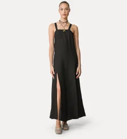 forte_forte linen dress with spaghetti straps noir^ Dresses