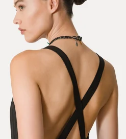 forte_forte linen dress with spaghetti straps noir^ Dresses