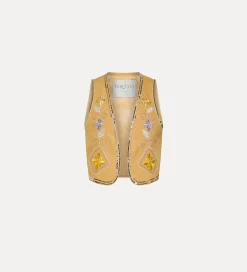 forte_forte linen vest for women with “oniric blossom” embroidered detailing grano^ Jackets