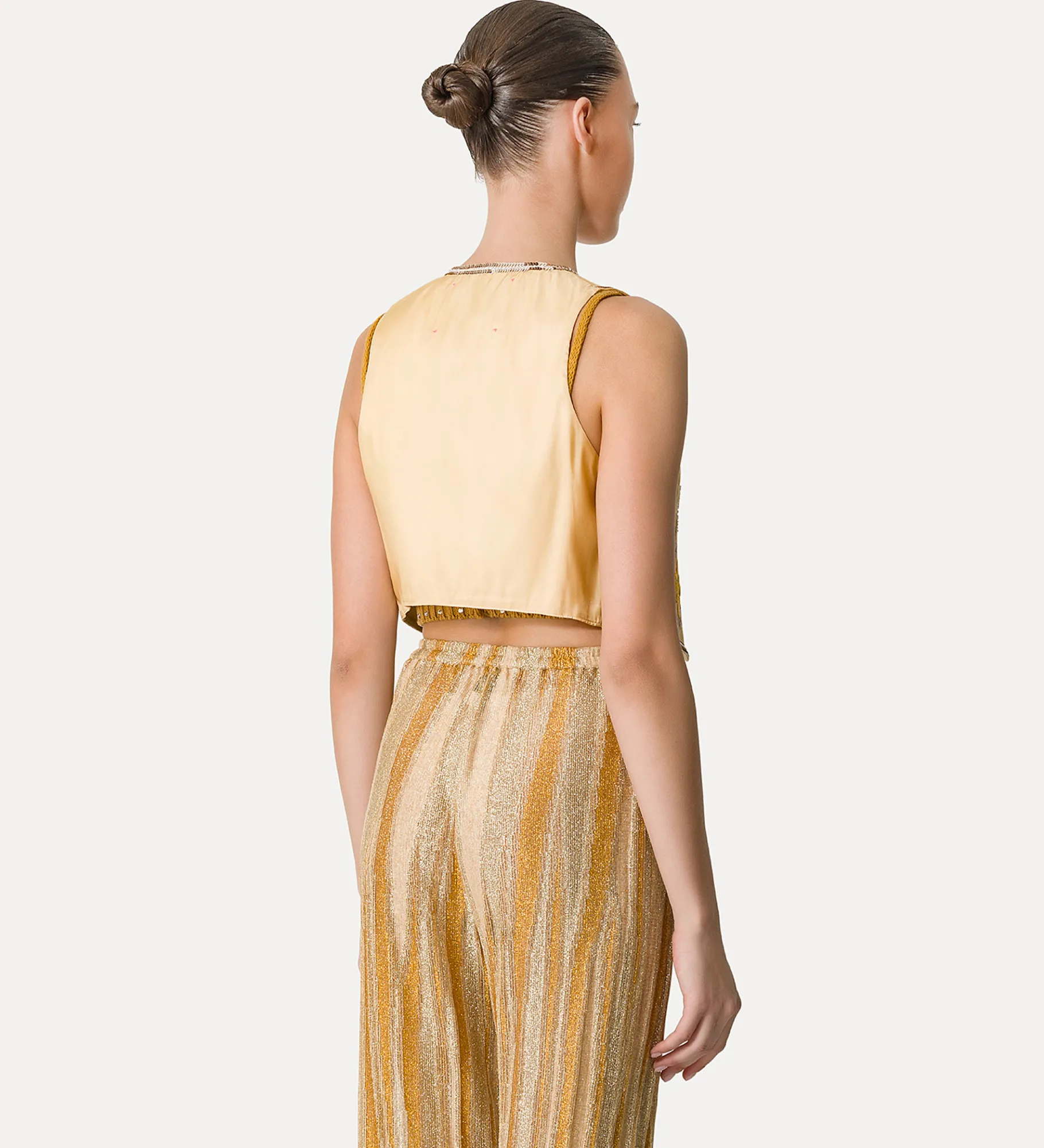 forte_forte linen vest for women with “oniric blossom” embroidered detailing grano^ Jackets