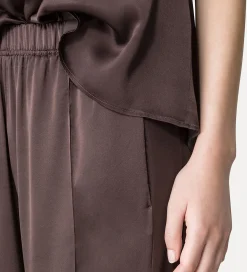 forte_forte loose–fitting jogging pants in silk satin lava^ Pants