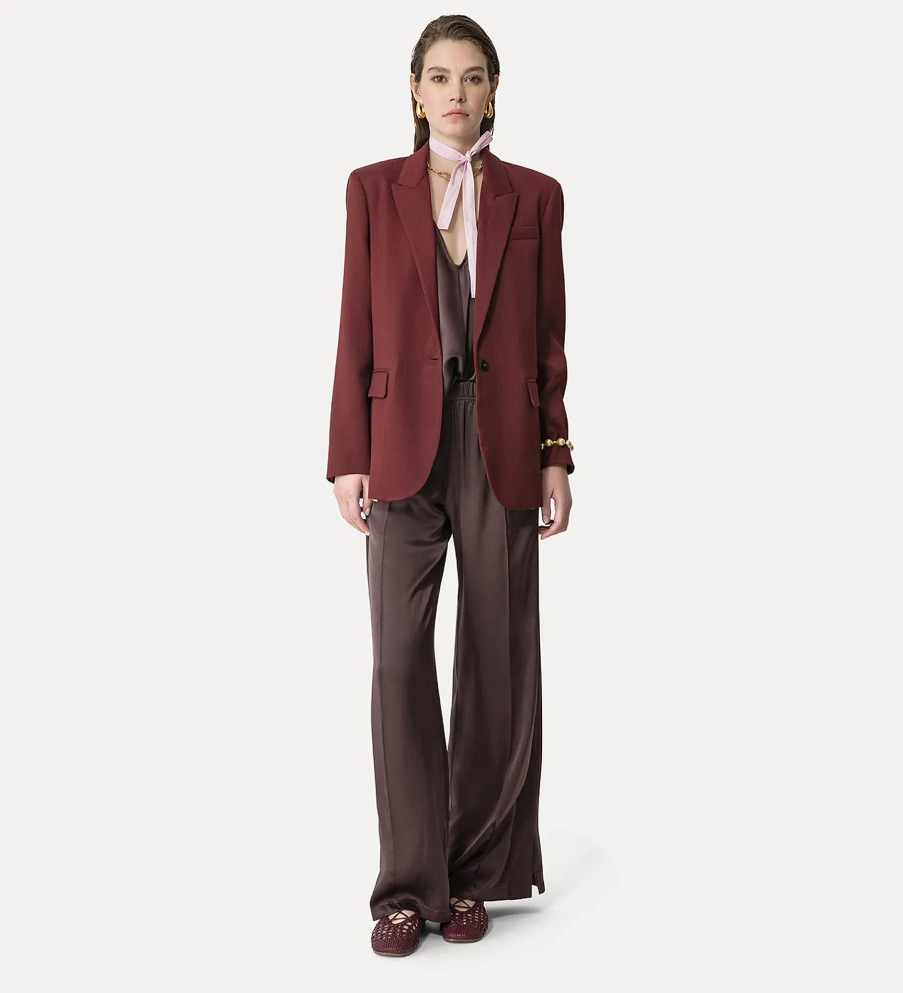 forte_forte loose–fitting jogging pants in silk satin lava^ Pants