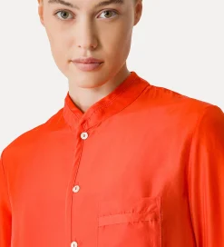 forte_forte mandarin–collar shirt in silk papavero^ Shirts