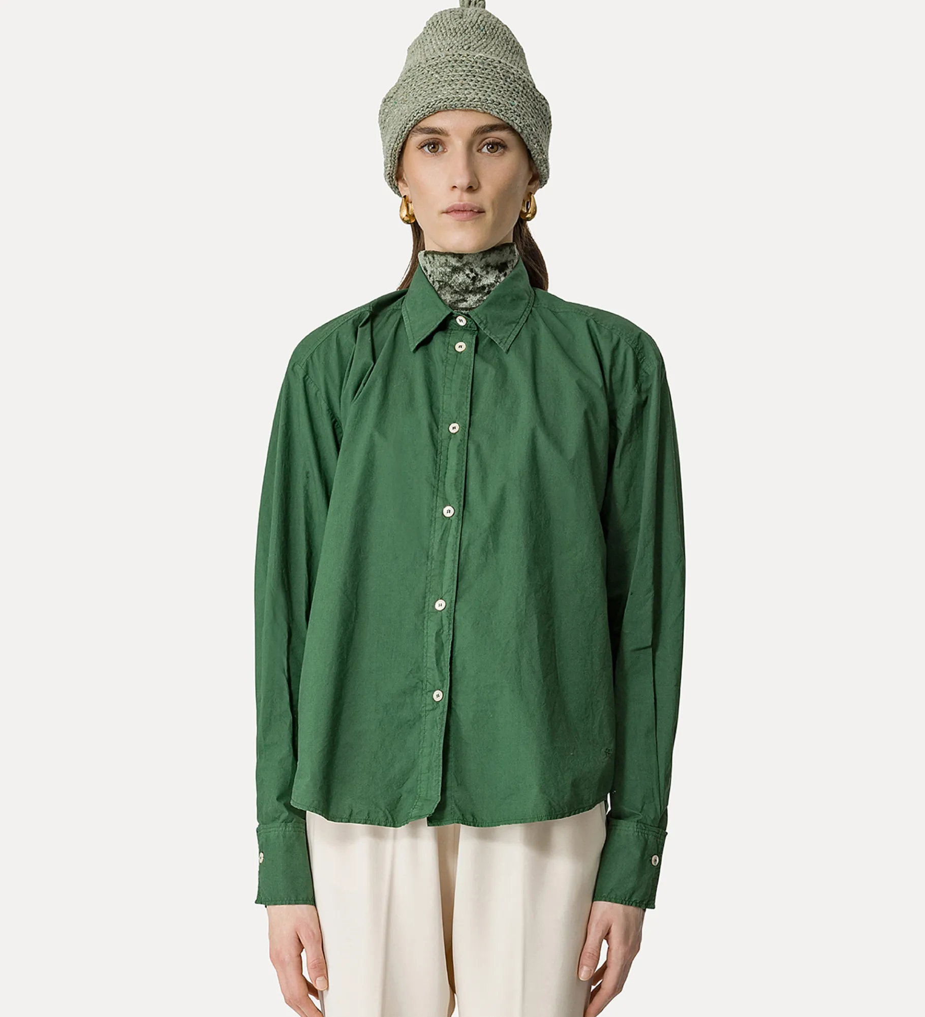forte_forte mannish essential shirt in BCI cotton poplin malachite^ Shirts
