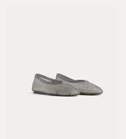 forte_forte mesh ballet flat with diamanté detailing nero^ Shoes