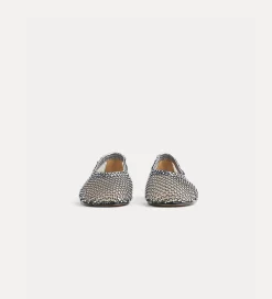 forte_forte mesh ballet flat with diamanté detailing nero^ Shoes