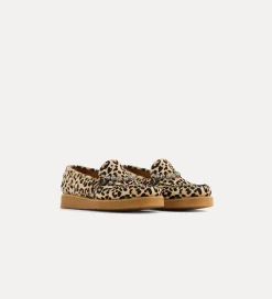 forte_forte moccasin in animal–patterned pony skin with crystal embellishment animalier^ Shoes