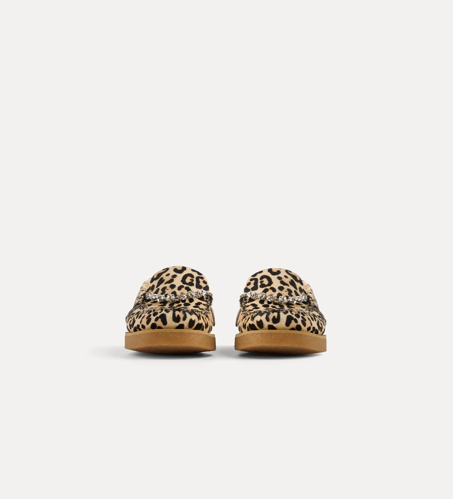 forte_forte moccasin in animal–patterned pony skin with crystal embellishment animalier^ Shoes