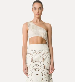 forte_forte one–shoulder top in jersey with fringing orchidea^ Beachwear And Lingerie