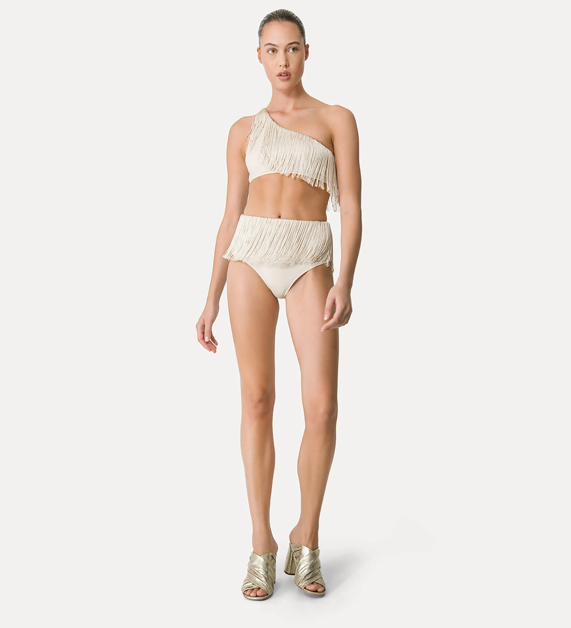 forte_forte one–shoulder top in jersey with fringing orchidea^ Beachwear And Lingerie
