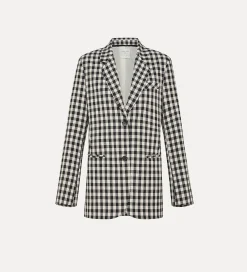 forte_forte oversized gingham–check jacket abisso^ Jackets