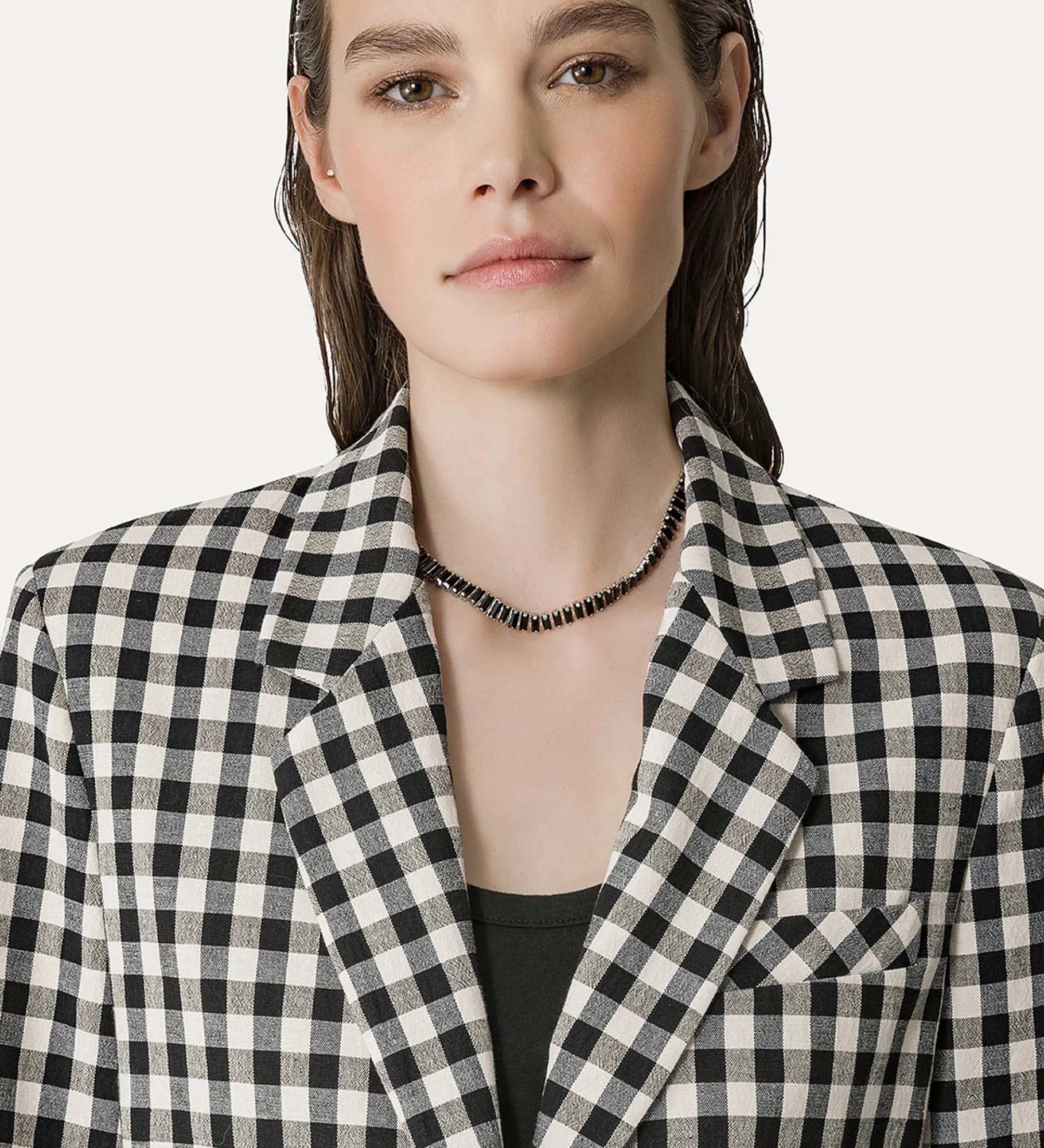 forte_forte oversized gingham–check jacket abisso^ Jackets