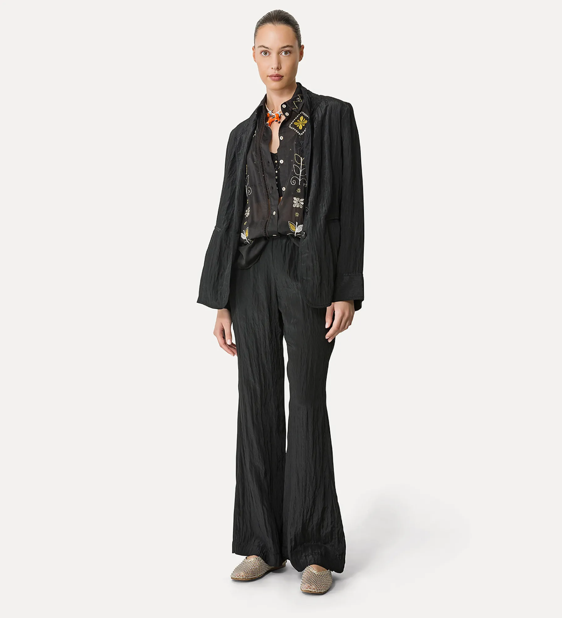 forte_forte oversized satin jacket for women noir^ Jackets