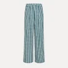 forte_forte palazzo pants in a peacock gingham check peacock^ Pants