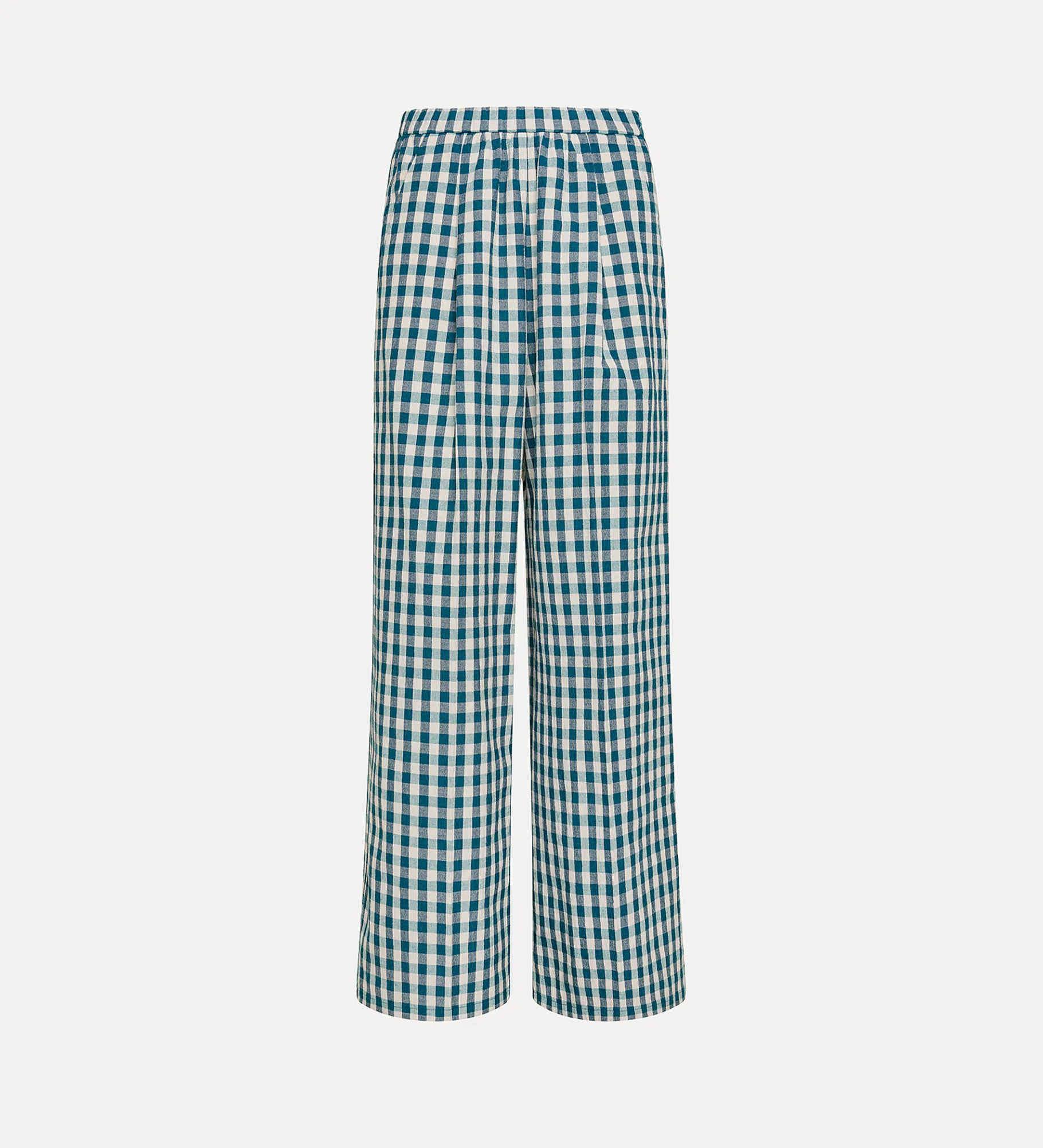 forte_forte palazzo pants in a peacock gingham check peacock^ Pants
