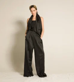 forte_forte palazzo pants in contemporary duchesse nero^ Pants