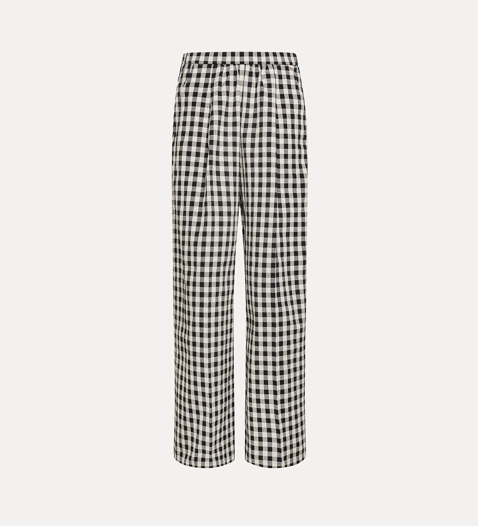 forte_forte palazzo pants in gingham–check cotton abisso^ Pants