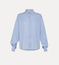 forte_forte pared–back boxy shirt in cotton poplin ciel^ Shirts